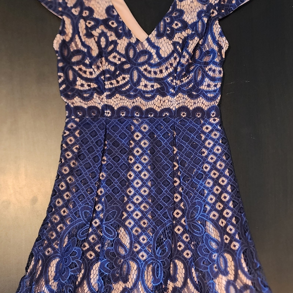 Elegant Blue Lace Dress